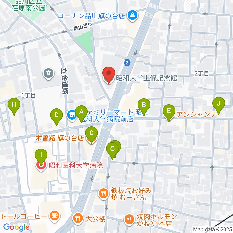 上條ホール周辺のファミレス・ファーストフード一覧地図
