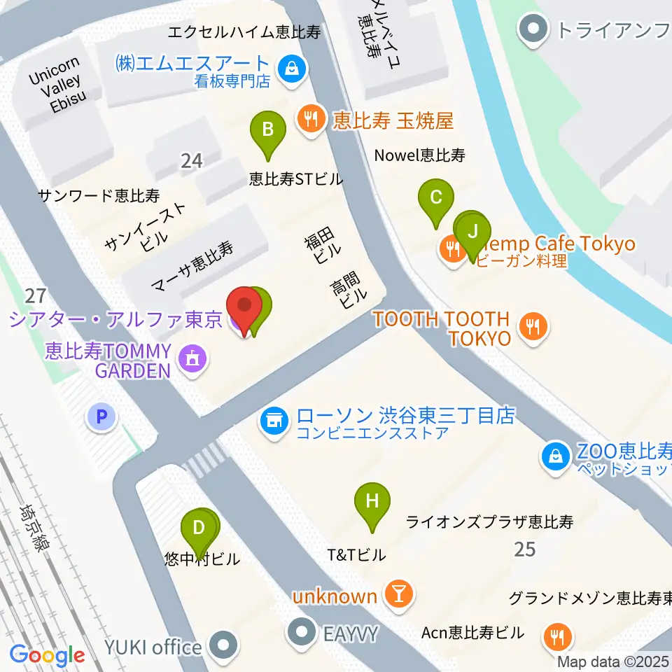 シアター・アルファ東京周辺のファミレス・ファーストフード一覧地図