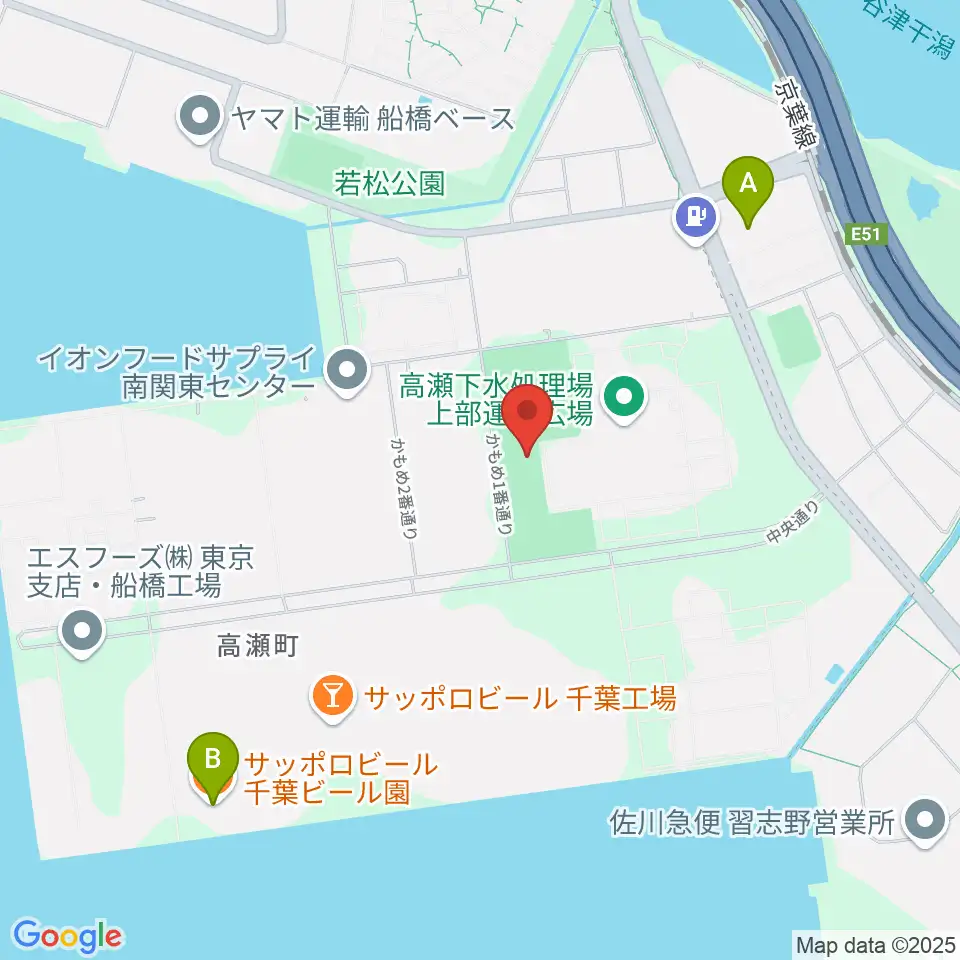 高瀬町まちかどスポーツ広場周辺のファミレス・ファーストフード一覧地図
