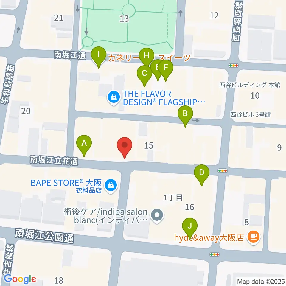 PLUSWIN HALL 南堀江周辺のファミレス・ファーストフード一覧地図