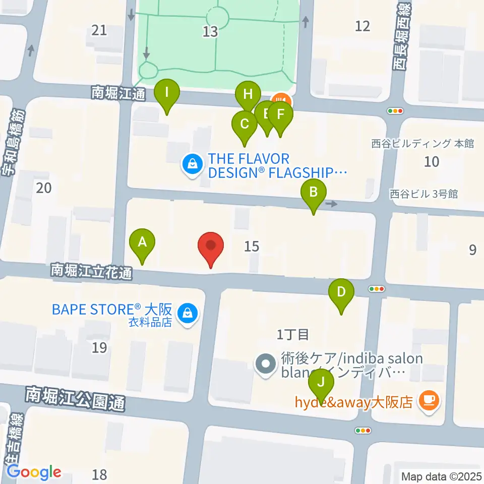 PLUSWIN HALL 南堀江周辺のファミレス・ファーストフード一覧地図