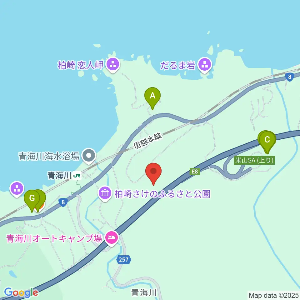 柏崎コレクションビレッジ周辺のファミレス・ファーストフード一覧地図