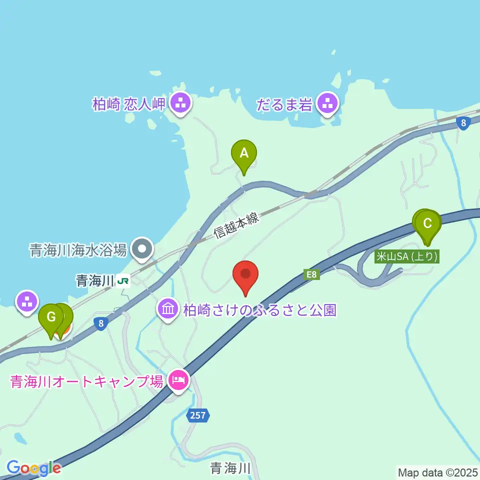 柏崎コレクションビレッジ周辺のファミレス・ファーストフード一覧地図