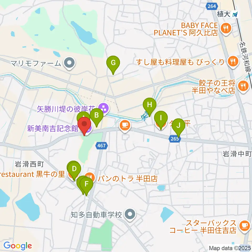 新美南吉記念館周辺のファミレス・ファーストフード一覧地図