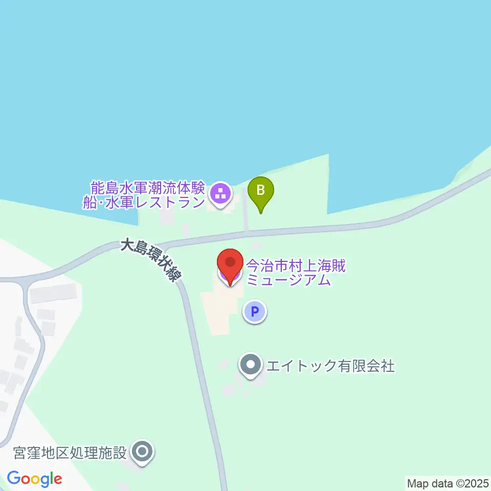 今治市村上海賊ミュージアム周辺のファミレス・ファーストフード一覧地図