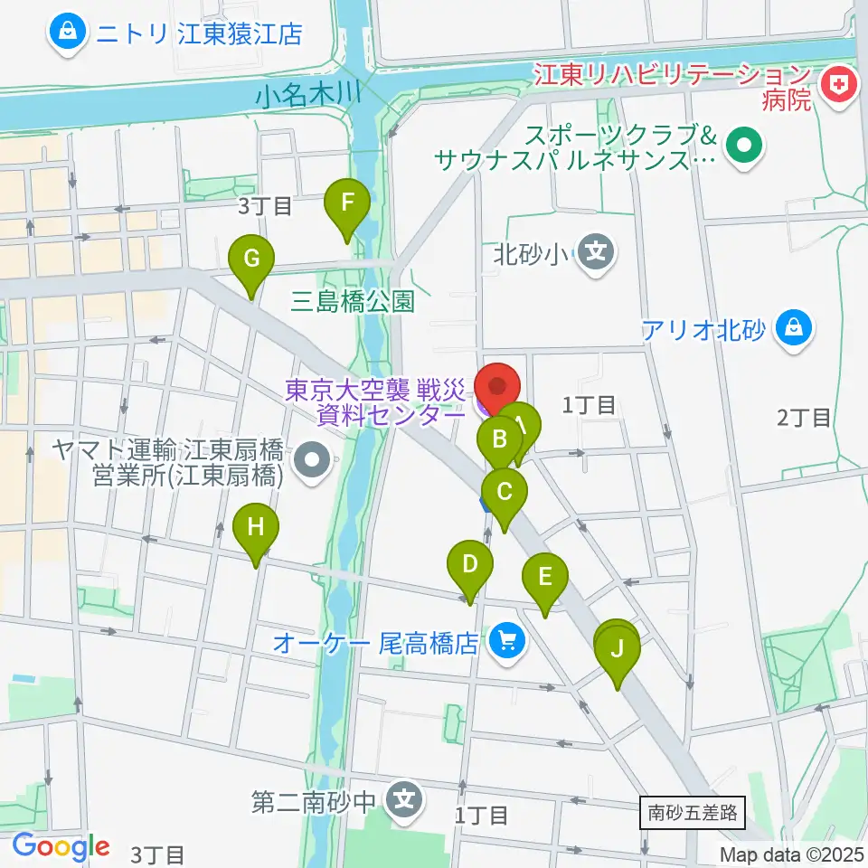 東京大空襲・戦災資料センター周辺のファミレス・ファーストフード一覧地図