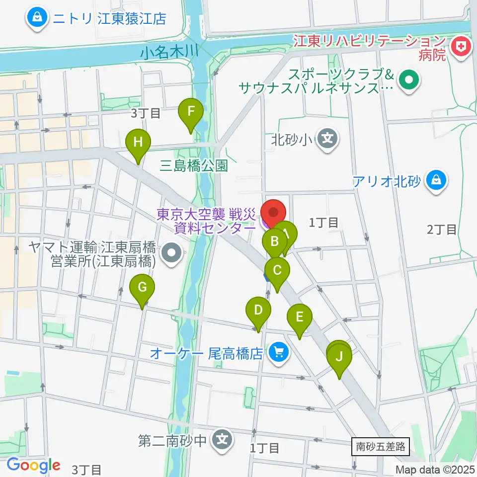 東京大空襲・戦災資料センター周辺のファミレス・ファーストフード一覧地図
