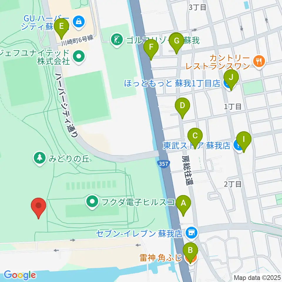 フクダ電子ボードエリア周辺のファミレス・ファーストフード一覧地図
