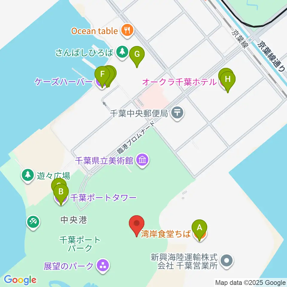千葉ポートーパーク野外ステージ周辺のファミレス・ファーストフード一覧地図