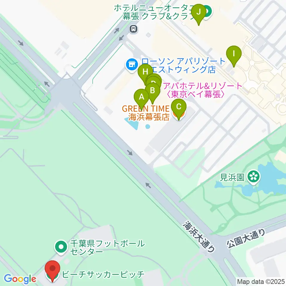 JFA夢フィールド ビーチサッカーピッチ周辺のファミレス・ファーストフード一覧地図