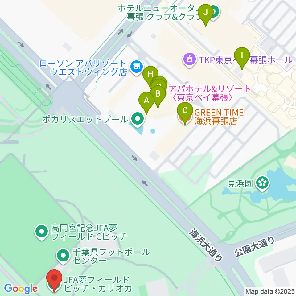 JFA夢フィールド ビーチサッカーピッチ周辺のファミレス・ファーストフード一覧地図