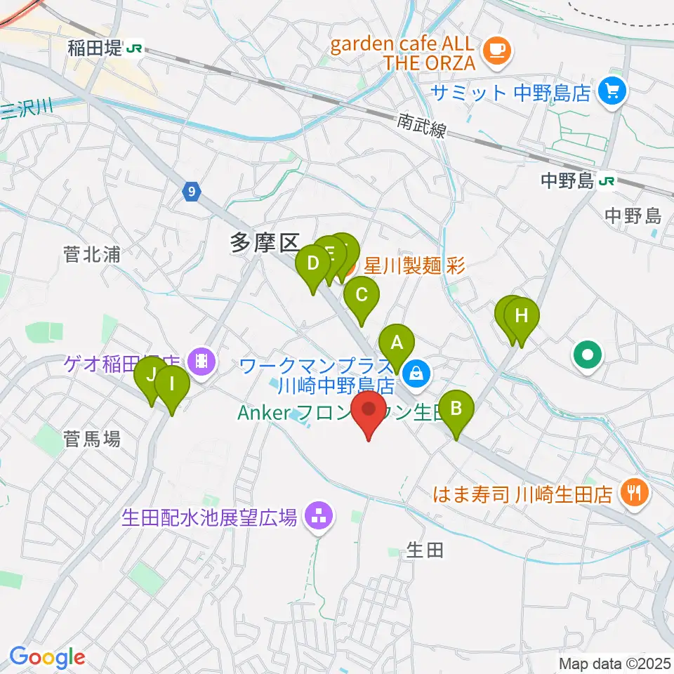 Soundcoreアリーナ周辺のファミレス・ファーストフード一覧地図