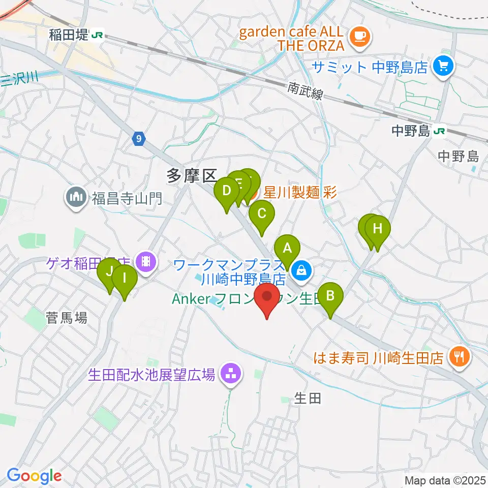 Soundcoreアリーナ周辺のファミレス・ファーストフード一覧地図