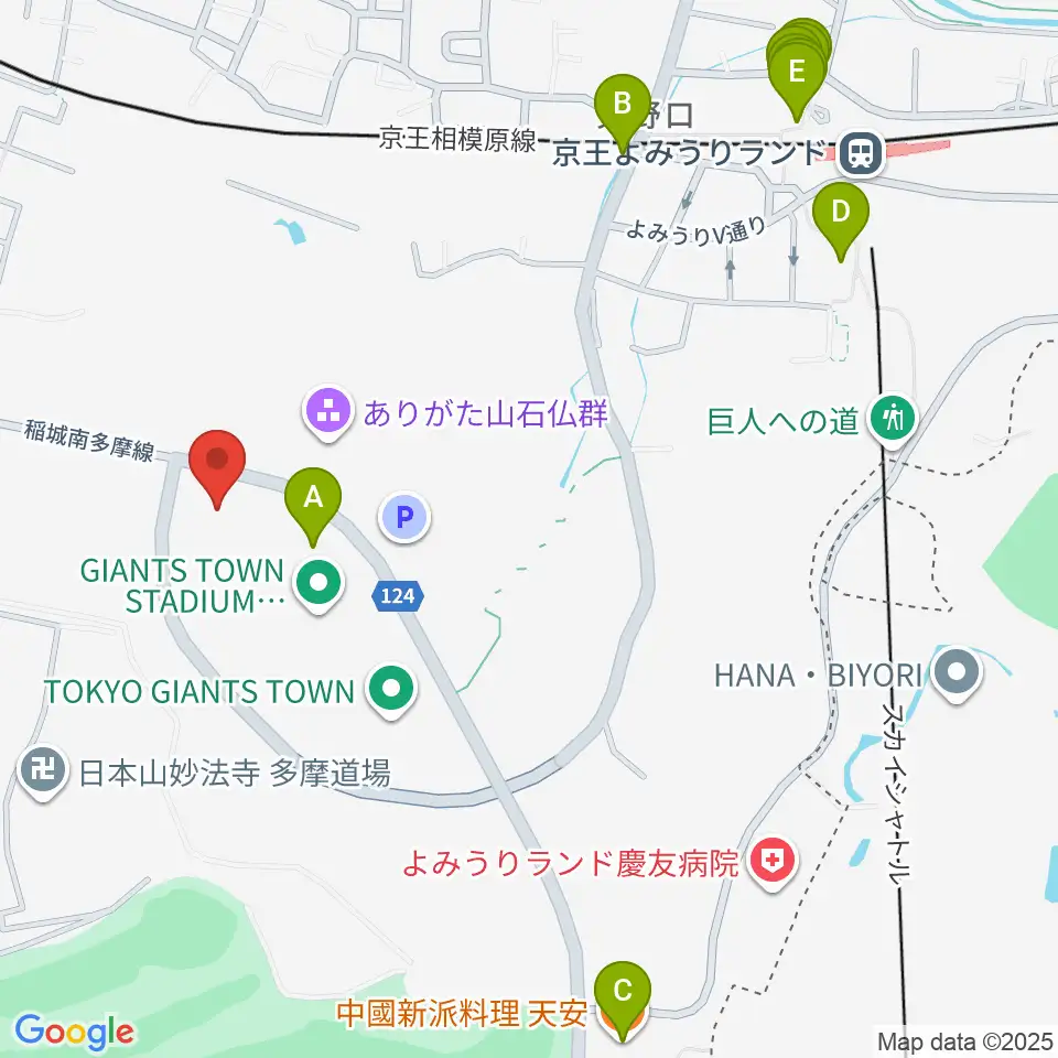 ジャイアンツタウンサブグラウンド周辺のファミレス・ファーストフード一覧地図