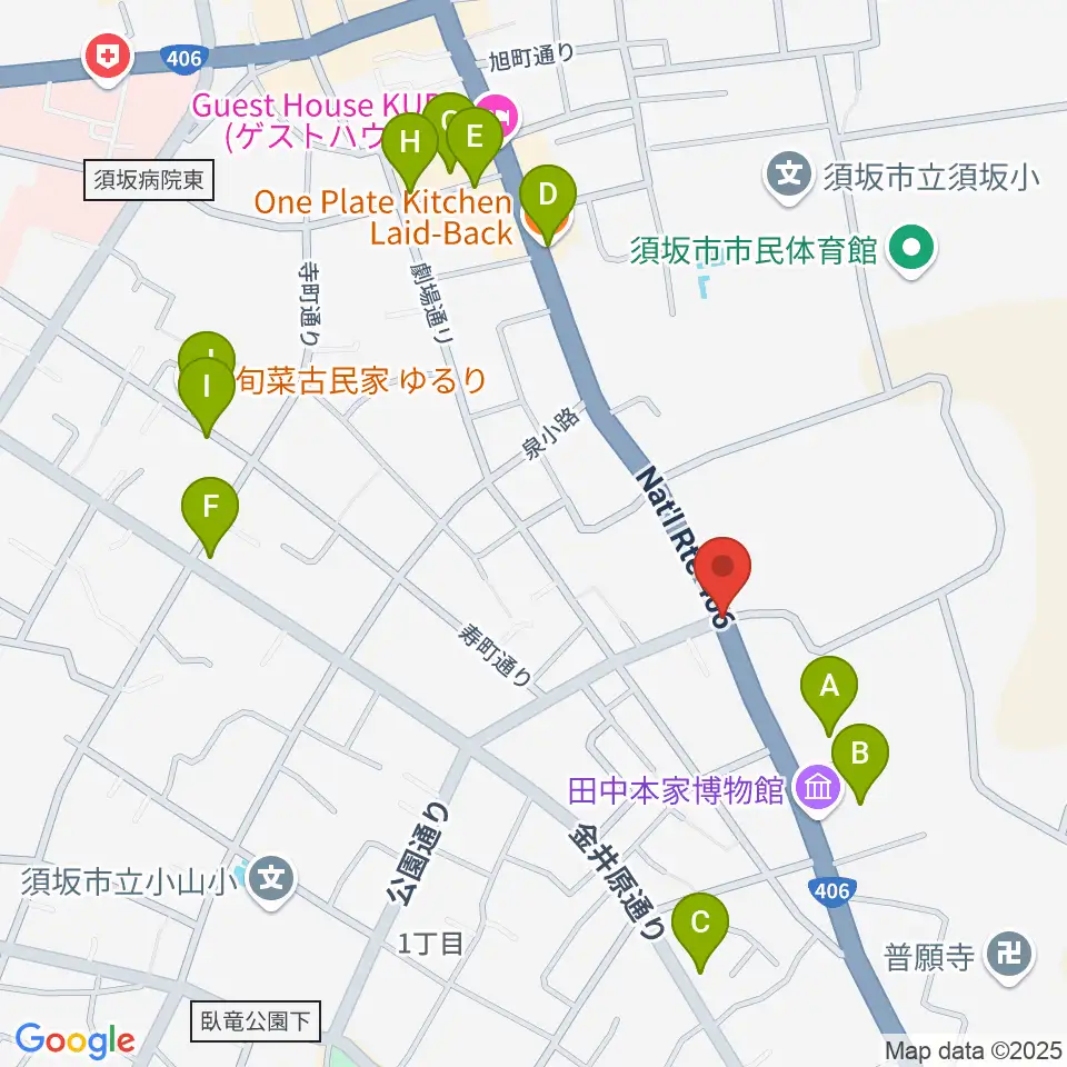 豪商の館 田中本家博物館周辺のファミレス・ファーストフード一覧地図