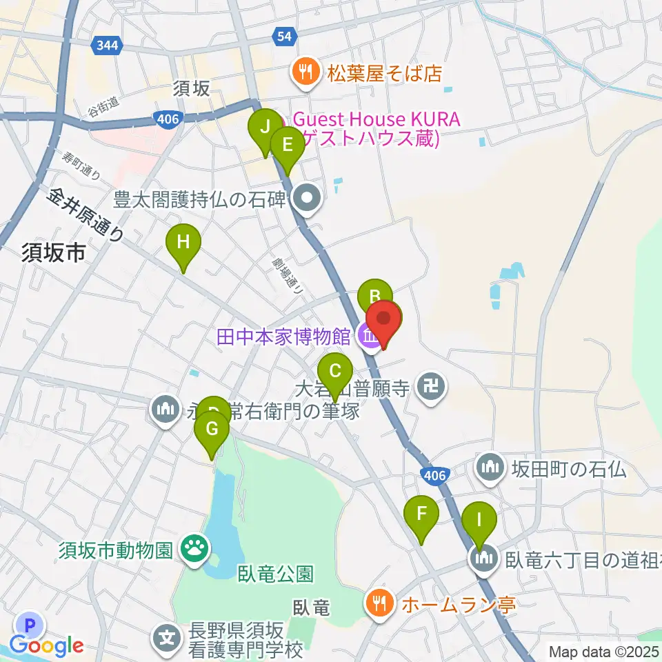 豪商の館 田中本家博物館周辺のファミレス・ファーストフード一覧地図