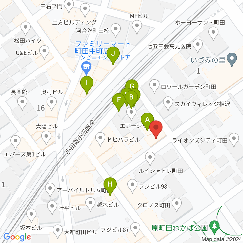 スタジオアクト町田周辺のファミレス・ファーストフード一覧地図