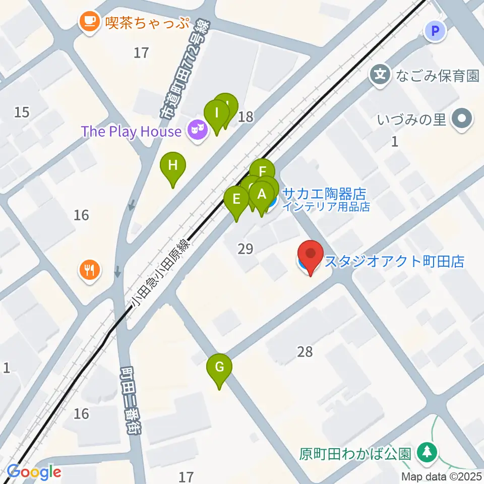 スタジオアクト町田周辺のファミレス・ファーストフード一覧地図