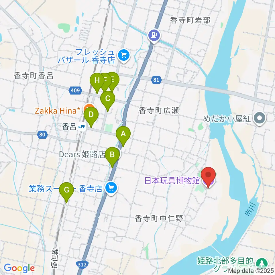 日本玩具博物館周辺のファミレス・ファーストフード一覧地図