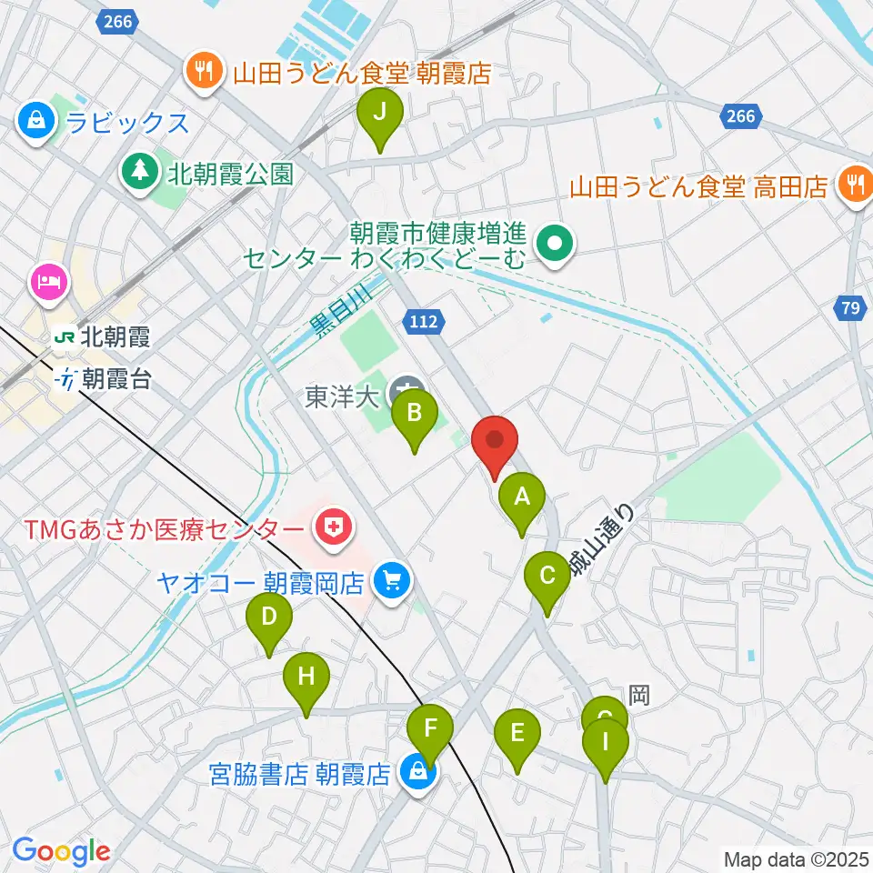 朝霞市博物館周辺のファミレス・ファーストフード一覧地図