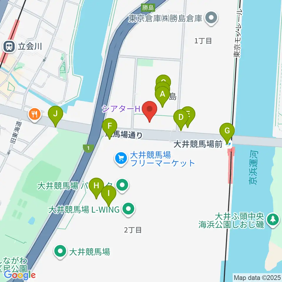 シアターH周辺のファミレス・ファーストフード一覧地図