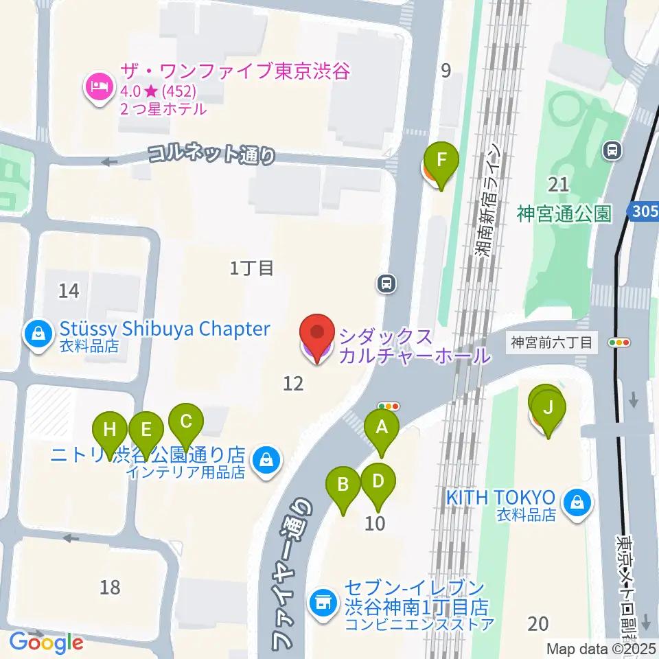 シダックスカルチャーホール周辺のファミレス・ファーストフード一覧地図