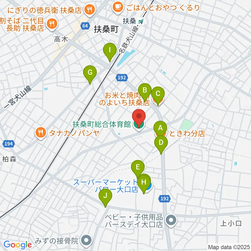 扶桑町総合体育館～免疫ケアで健康習慣を～周辺のファミレス・ファーストフード一覧地図