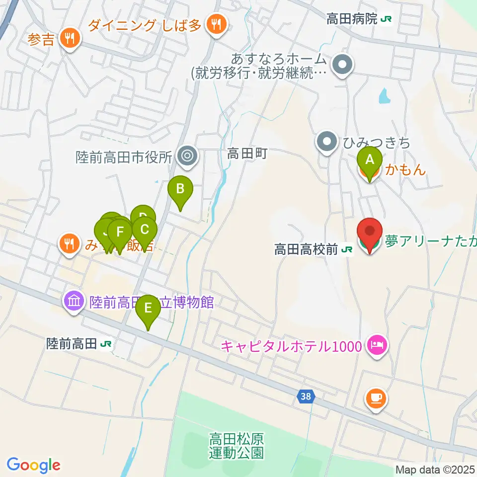 夢アリーナたかた周辺のファミレス・ファーストフード一覧地図