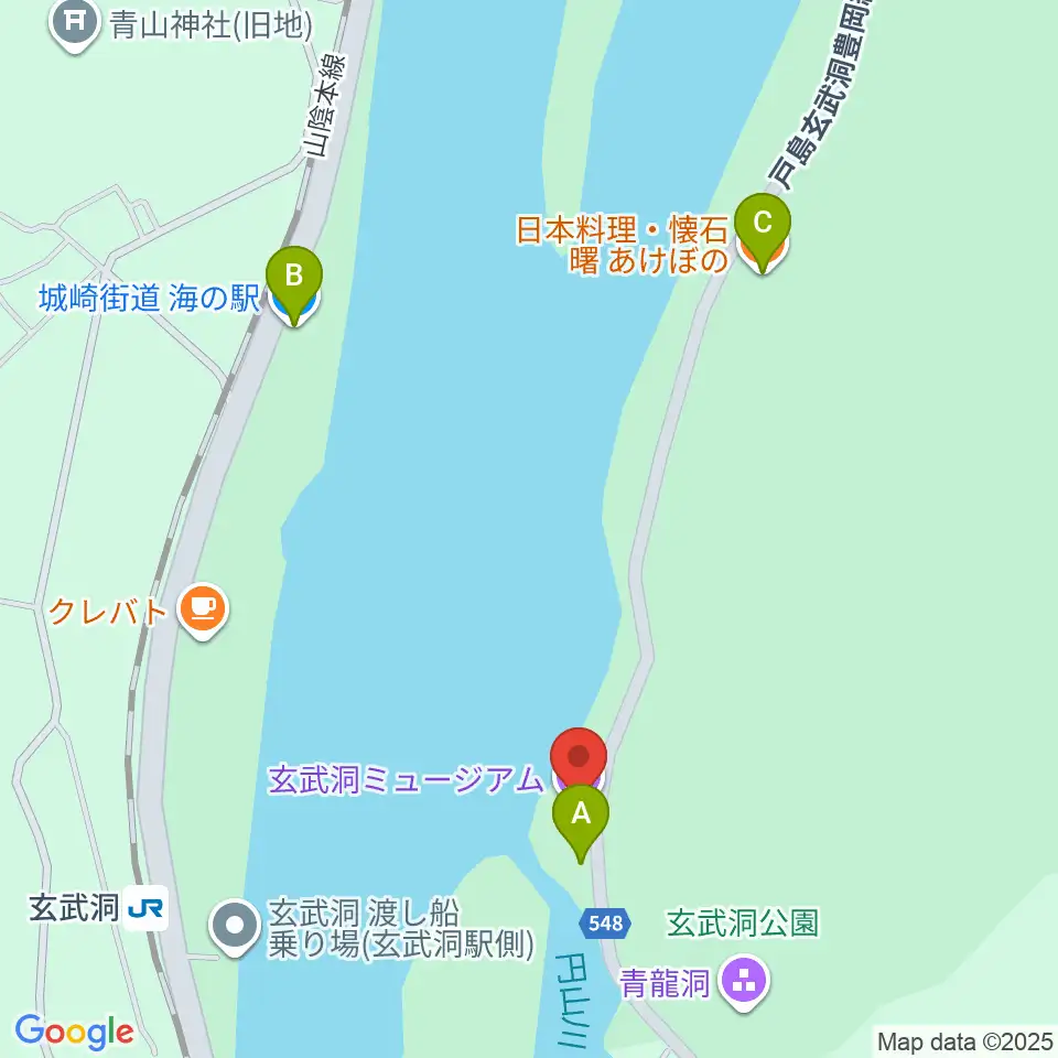 玄武洞ミュージアム周辺のファミレス・ファーストフード一覧地図