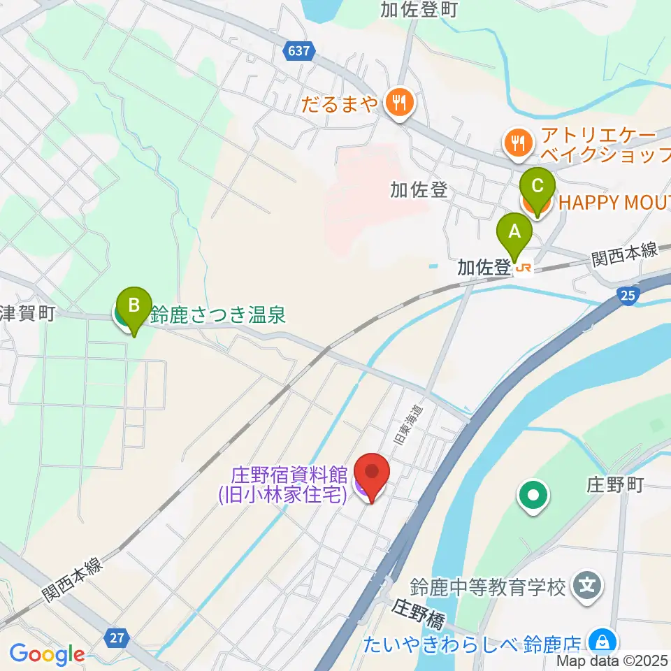 庄野宿資料館周辺のファミレス・ファーストフード一覧地図