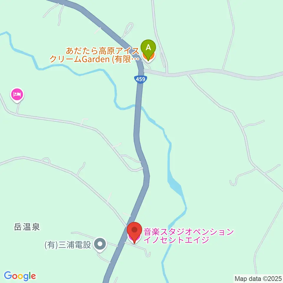 ペンションイノセントエイジ周辺のファミレス・ファーストフード一覧地図