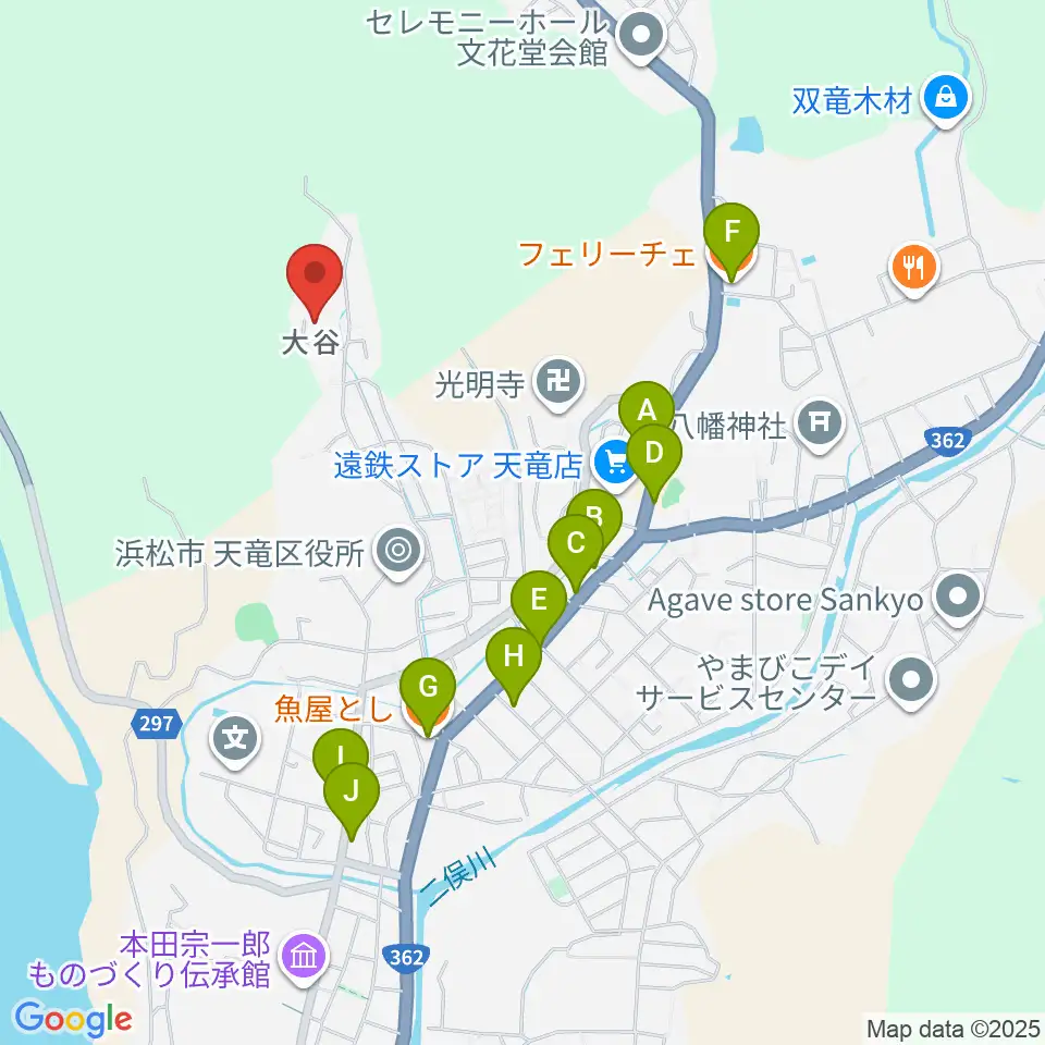 内山真龍資料館周辺のファミレス・ファーストフード一覧地図
