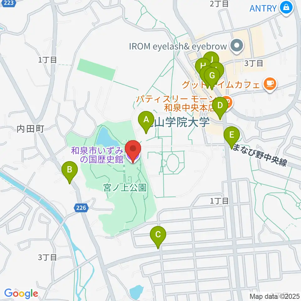 和泉市いずみの国歴史館周辺のファミレス・ファーストフード一覧地図