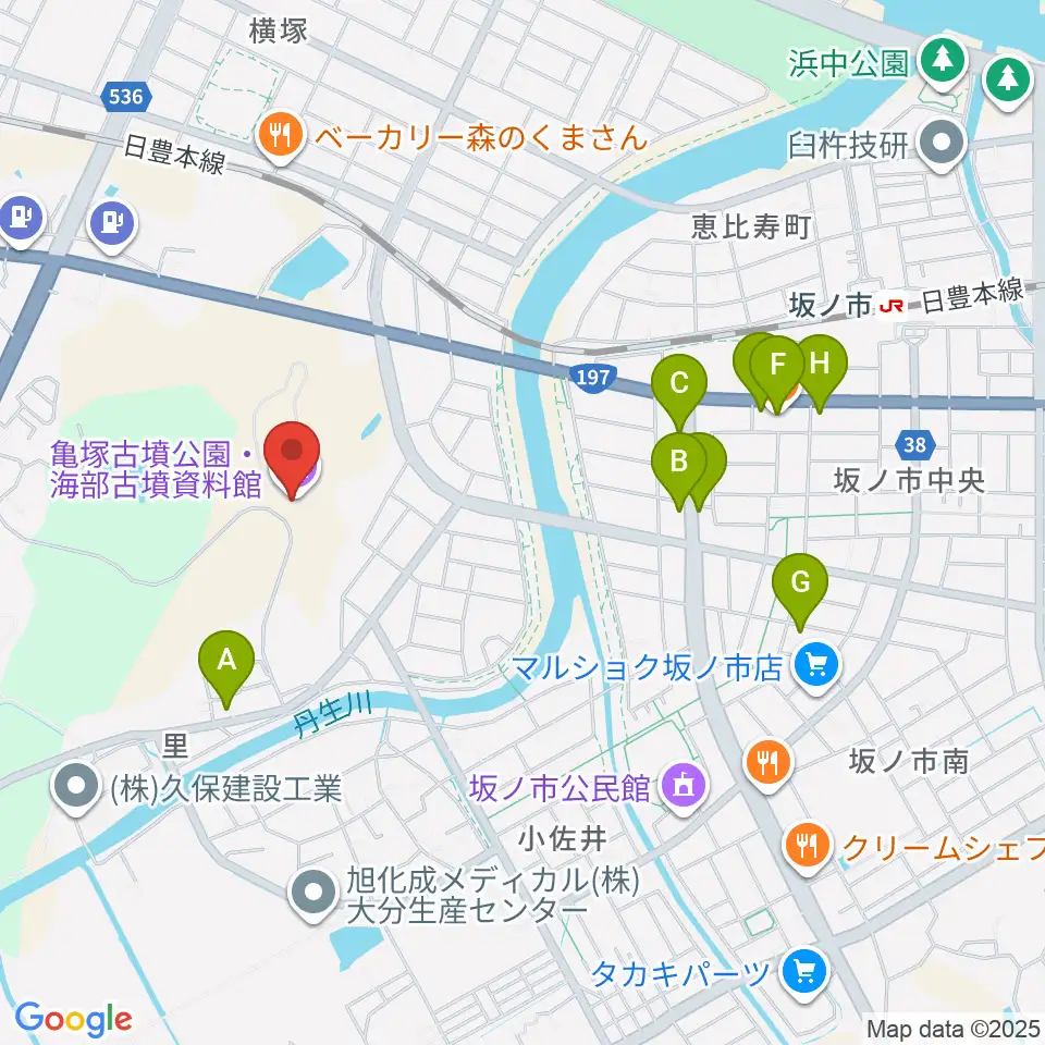 亀塚古墳公園・海部古墳資料館周辺のファミレス・ファーストフード一覧地図