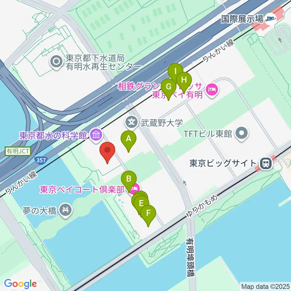 SGCホール有明周辺のファミレス・ファーストフード一覧地図