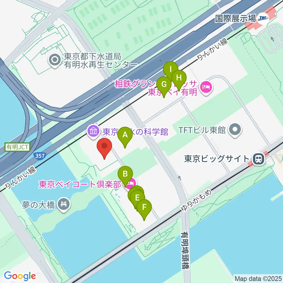 EXシアター有明周辺のファミレス・ファーストフード一覧地図