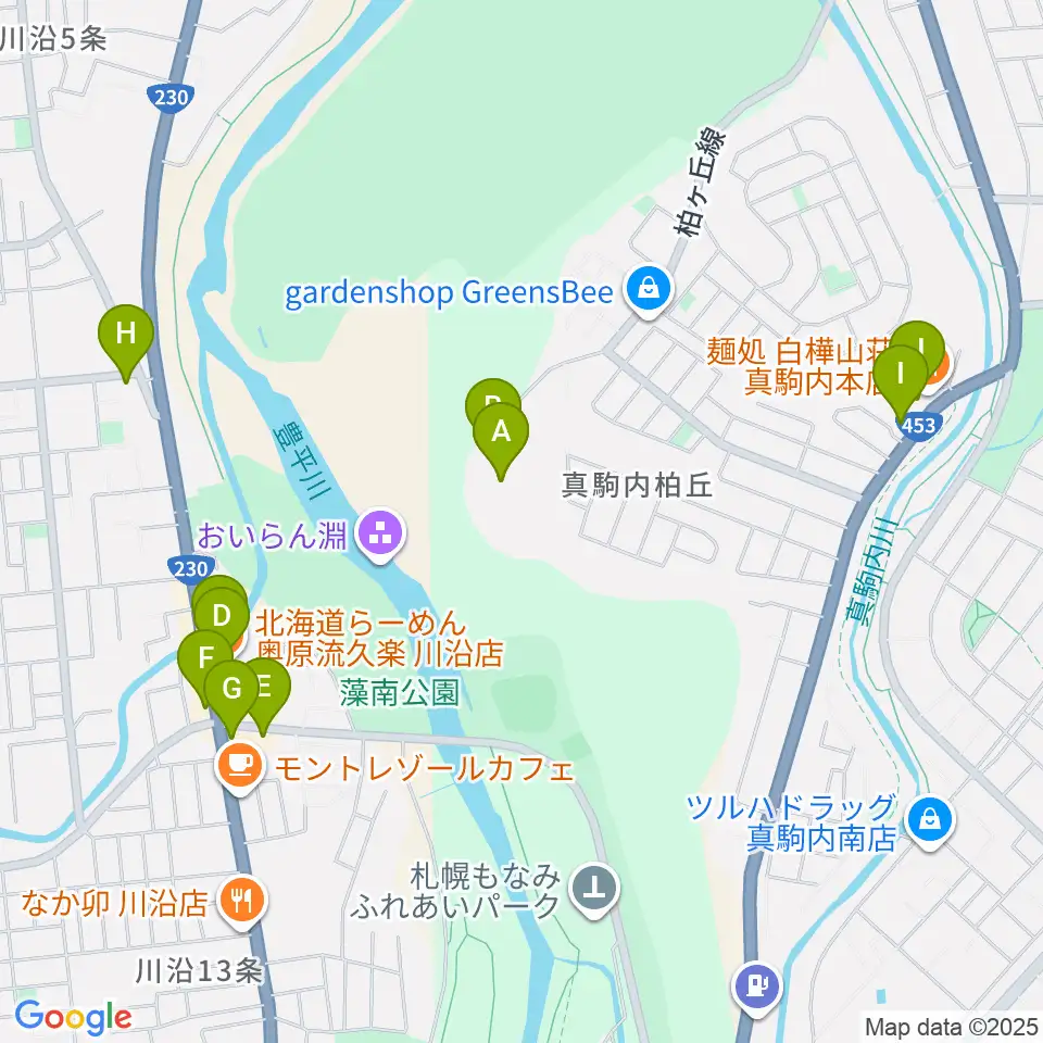 北海道青少年会館Compass周辺のファミレス・ファーストフード一覧地図