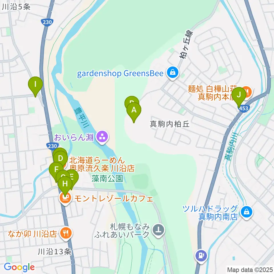 北海道青少年会館Compass周辺のファミレス・ファーストフード一覧地図