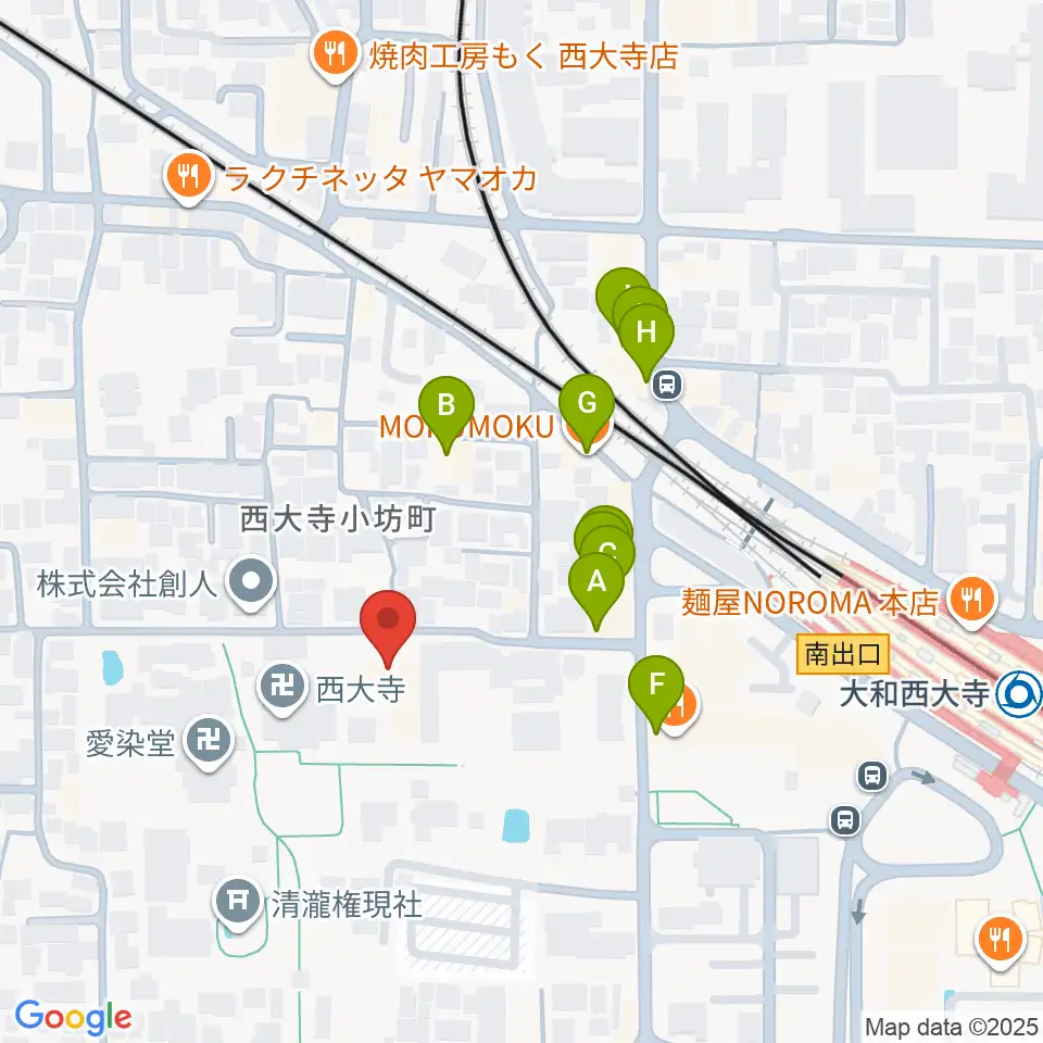 西大寺聚宝館周辺のファミレス・ファーストフード一覧地図