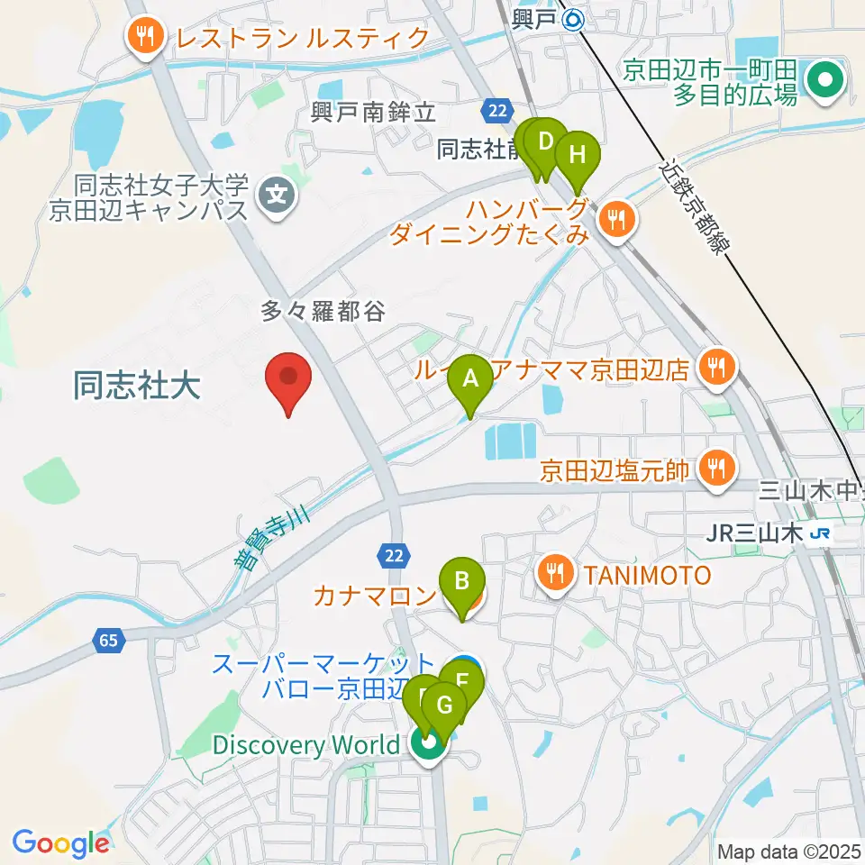 同志社大学歴史資料館周辺のファミレス・ファーストフード一覧地図