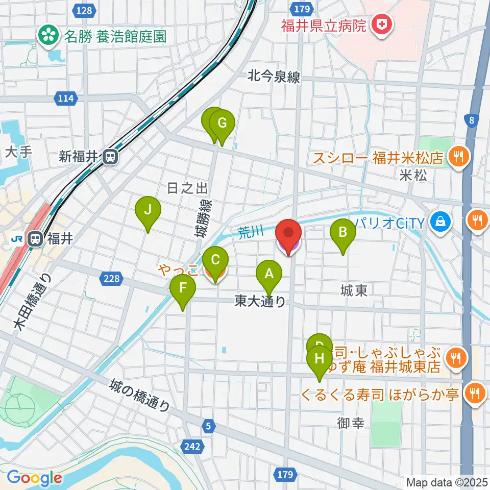 福井県立こども歴史文化館周辺のファミレス・ファーストフード一覧地図
