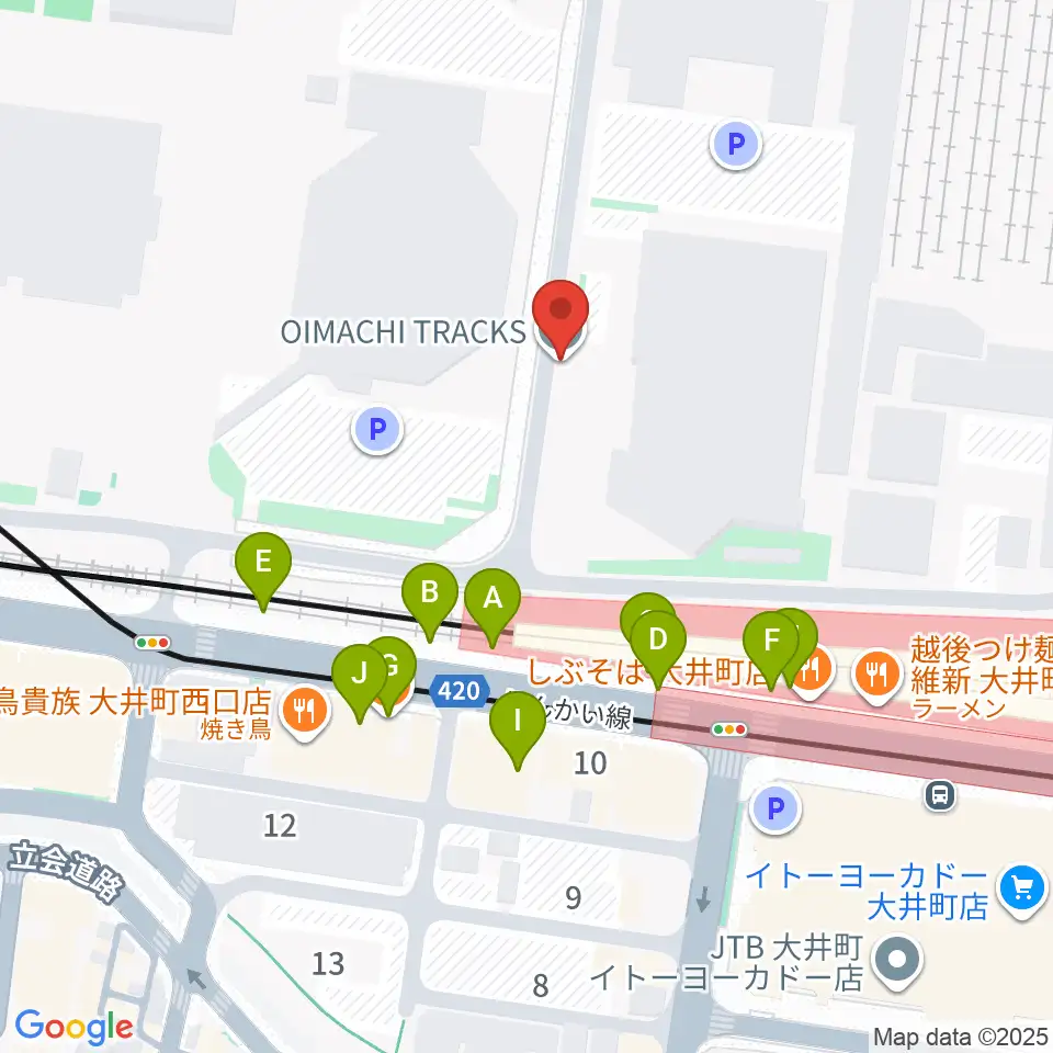 TOHOシネマズ 大井町周辺のファミレス・ファーストフード一覧地図