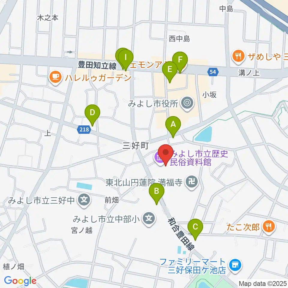 みよし市立歴史民俗資料館周辺のファミレス・ファーストフード一覧地図