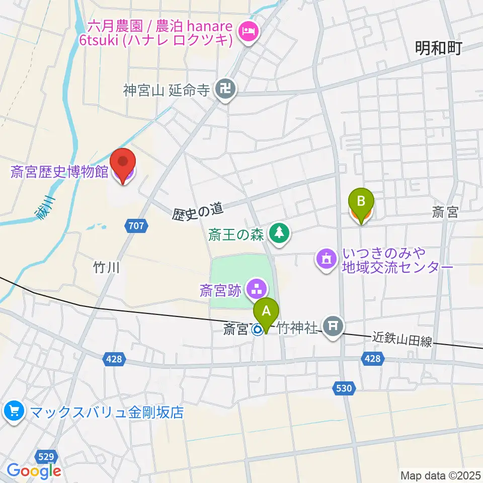 斎宮歴史博物館周辺のファミレス・ファーストフード一覧地図