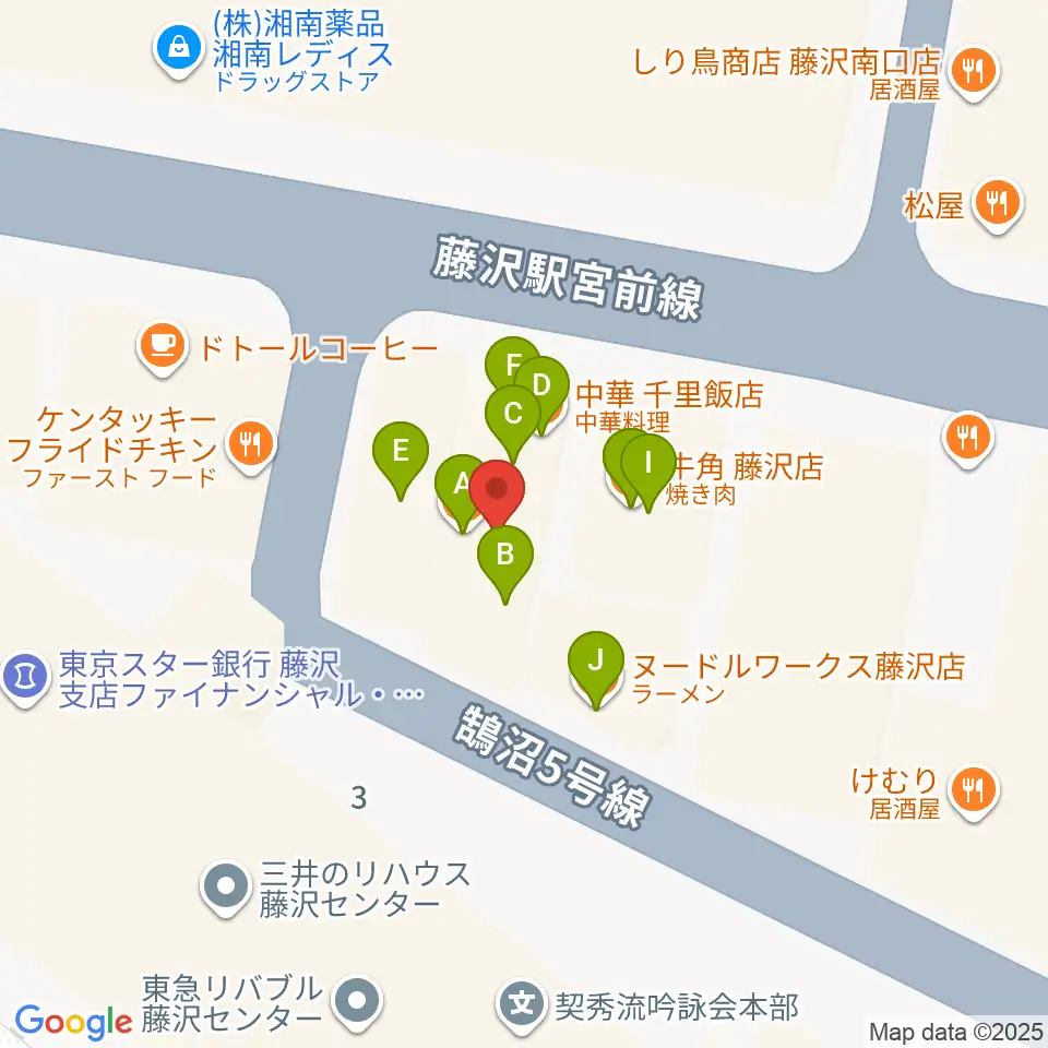 TOKYO BEACH STUDIO 湘南藤沢周辺のファミレス・ファーストフード一覧地図