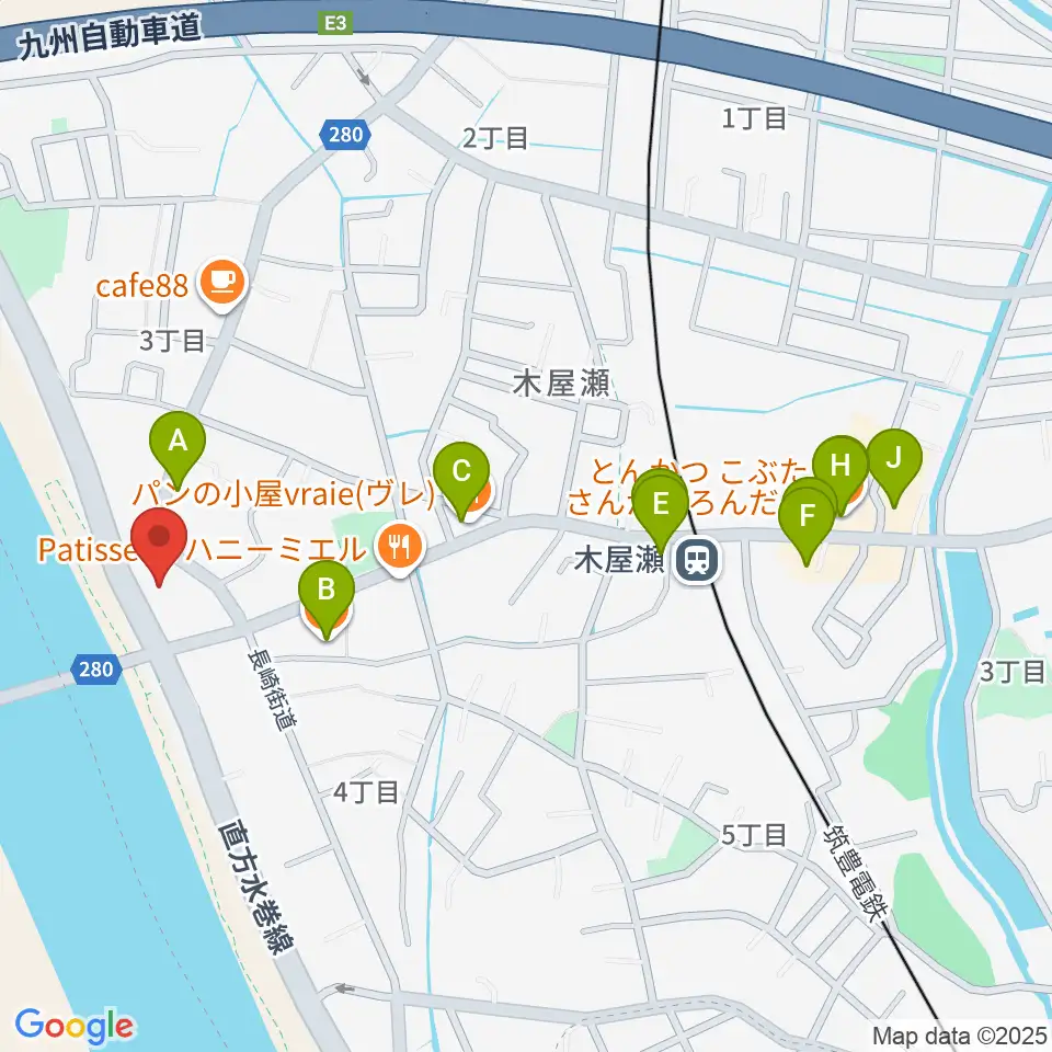 北九州市立長崎街道木屋瀬宿記念館周辺のファミレス・ファーストフード一覧地図