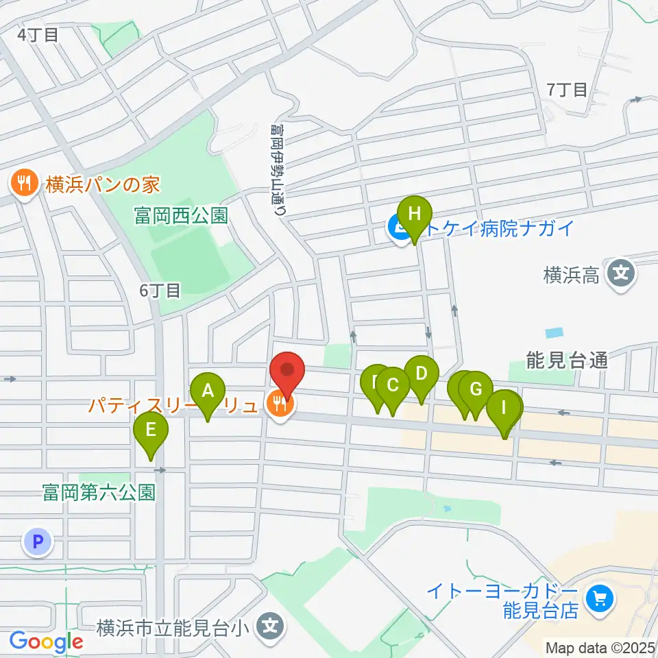 スタジオジャスト能見台本店周辺のファミレス・ファーストフード一覧地図