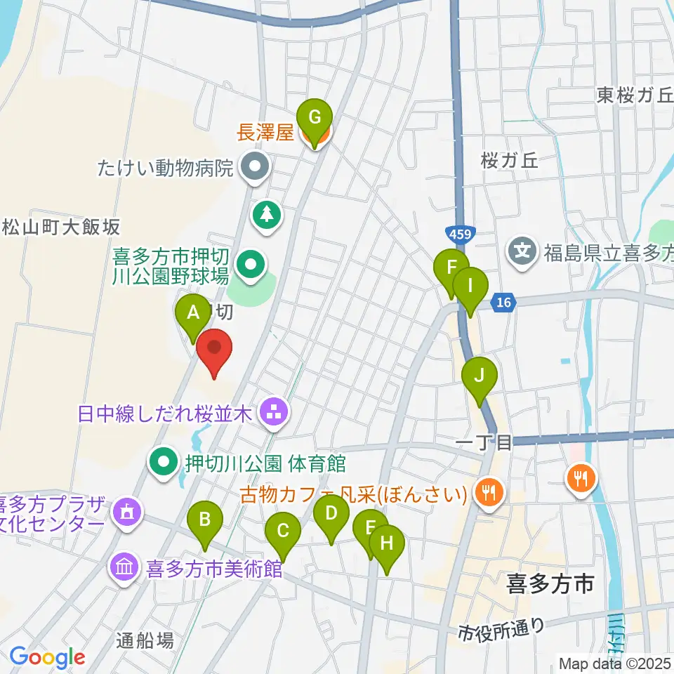 押切川公園レゾナックスポーツ広場周辺のファミレス・ファーストフード一覧地図