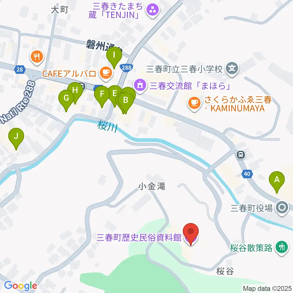 三春町歴史民俗資料館周辺のファミレス・ファーストフード一覧地図
