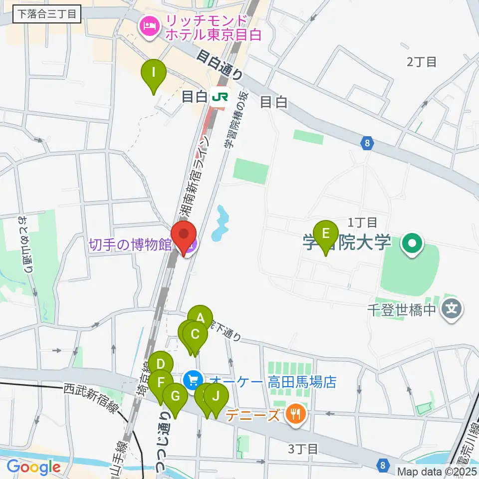 切手の博物館周辺のファミレス・ファーストフード一覧地図